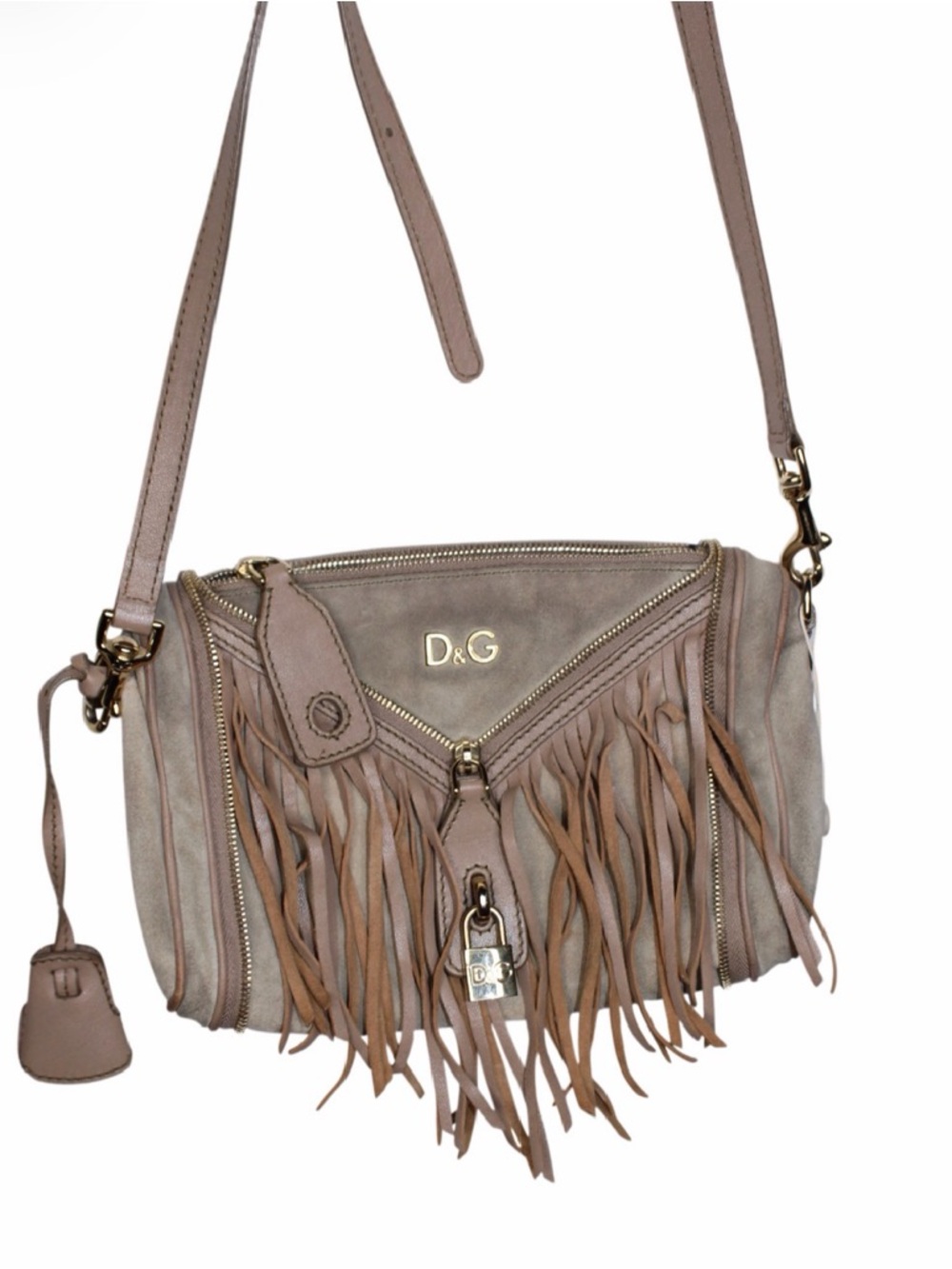 D&G Boho Fringe Crossbody with Gold Hardware